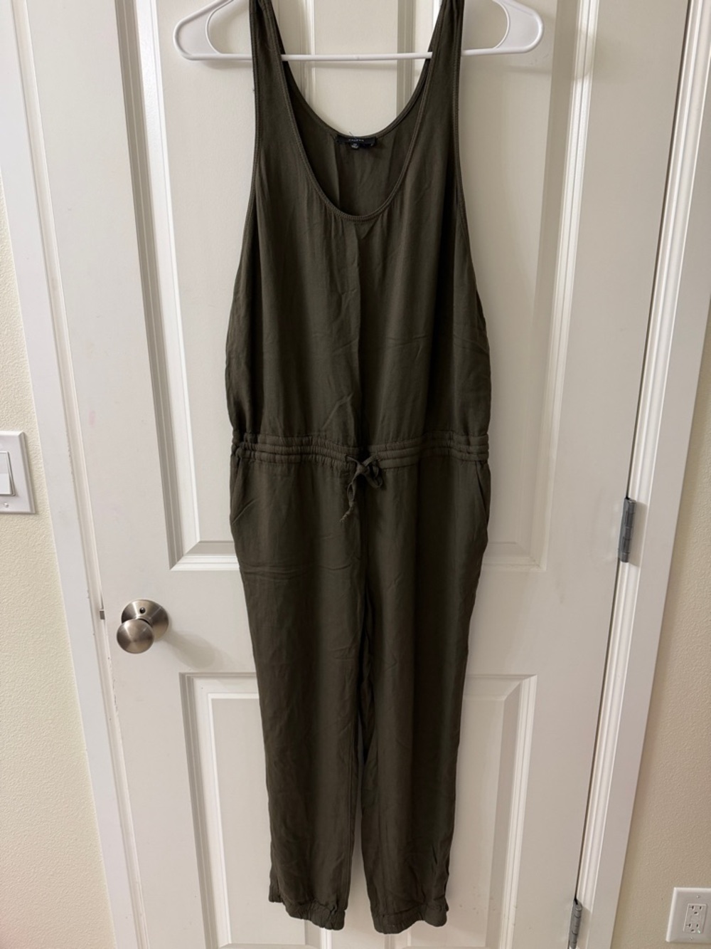 Talula Olive Green Sleeveless Drawstring Jumpsuit